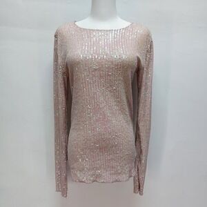 Free People Sequin Top Women's Medium Pink Iridescent Mermaidcore Glam Shimmer